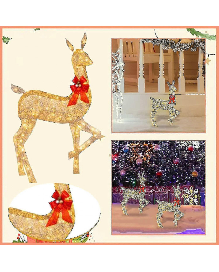 Décor extérieur de cerf de Noël éclairé, décor de renne avec des lumières LED, Dcor de vacances pré-éclairé pour la cour