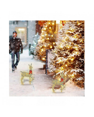 Décor extérieur de cerf de Noël éclairé, décor de renne avec des lumières LED, Dcor de vacances pré-éclairé pour la cour