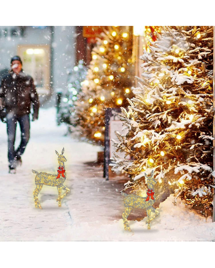 Décor extérieur de cerf de Noël éclairé, décor de renne avec des lumières LED, Dcor de vacances pré-éclairé pour la cour