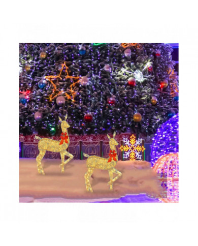 Décor extérieur de cerf de Noël éclairé, décor de renne avec des lumières LED, Dcor de vacances pré-éclairé pour la cour