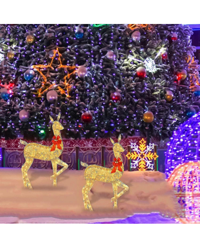 Décor extérieur de cerf de Noël éclairé, décor de renne avec des lumières LED, Dcor de vacances pré-éclairé pour la cour
