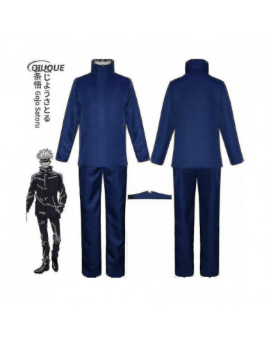 Anime Jujutsu Kaisen Gojo Satoru Cosplay Costume Tops Pantalon Eye Patch Halloween Party Hommes Uniforme Perruques-1-1