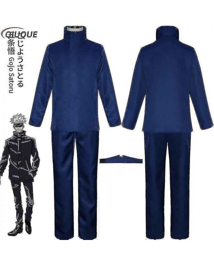 Anime Jujutsu Kaisen Gojo Satoru Cosplay Costume Tops Pantalon Eye Patch Halloween Party Hommes Uniforme Perruques-1-1