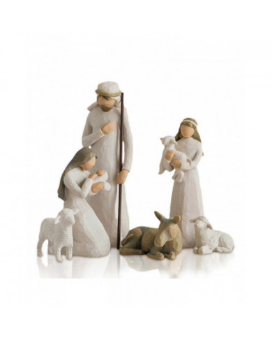 6pcs Saule Krippe Figuren Set Statue Handbemaltes Dekor Weihnachtsgeschenk _a