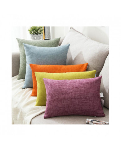 Solid Color Soft Linen Throw Pillow Case Cushion Cover Home Sofa Bed Car Decor Jikaix