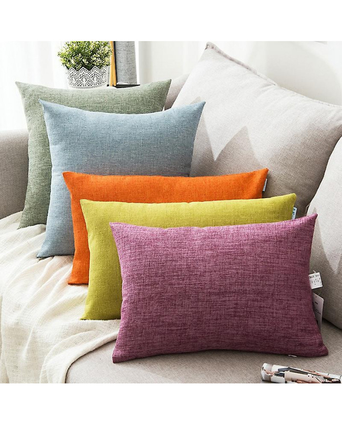 Solid Color Soft Linen Throw Pillow Case Cushion Cover Home Sofa Bed Car Decor Jikaix