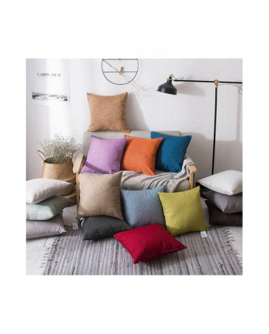 Solid Color Soft Linen Throw Pillow Case Cushion Cover Home Sofa Bed Car Decor Jikaix