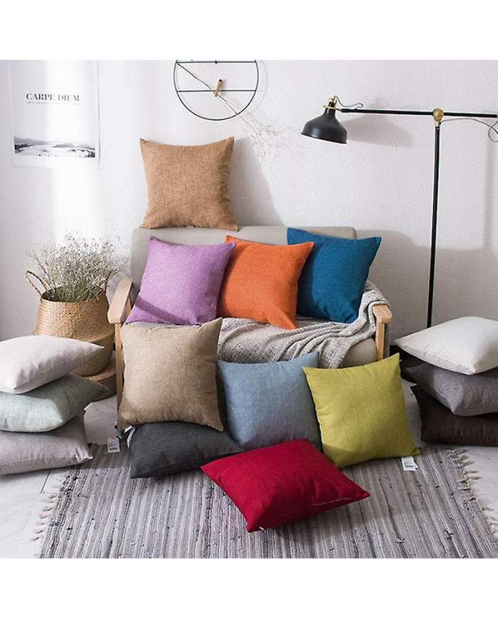 Solid Color Soft Linen Throw Pillow Case Cushion Cover Home Sofa Bed Car Decor Jikaix