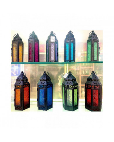 Style village en fer forgé Bougeoir Verre Wind Lanternes Suspendues