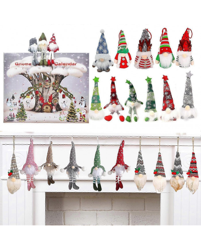 Calendrier de l’Avent Gnome de Noël 2024 avec 24pcs, Cadeau de Noël 2024 pour enfants et adultes