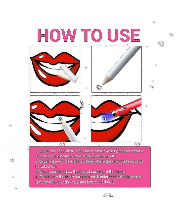 Kit de gemme de dent, kit de bijoux de dent de bricolage, ornements dentaires amovibles, ornements de dents en [...]