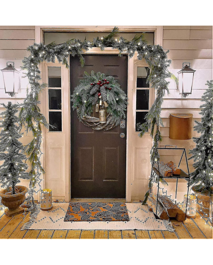 Couronnes de Noël de ferme pour porte d’entrée, couronnes de rotin de 14 pouces pour la décoration de Noël, 2021 [...]