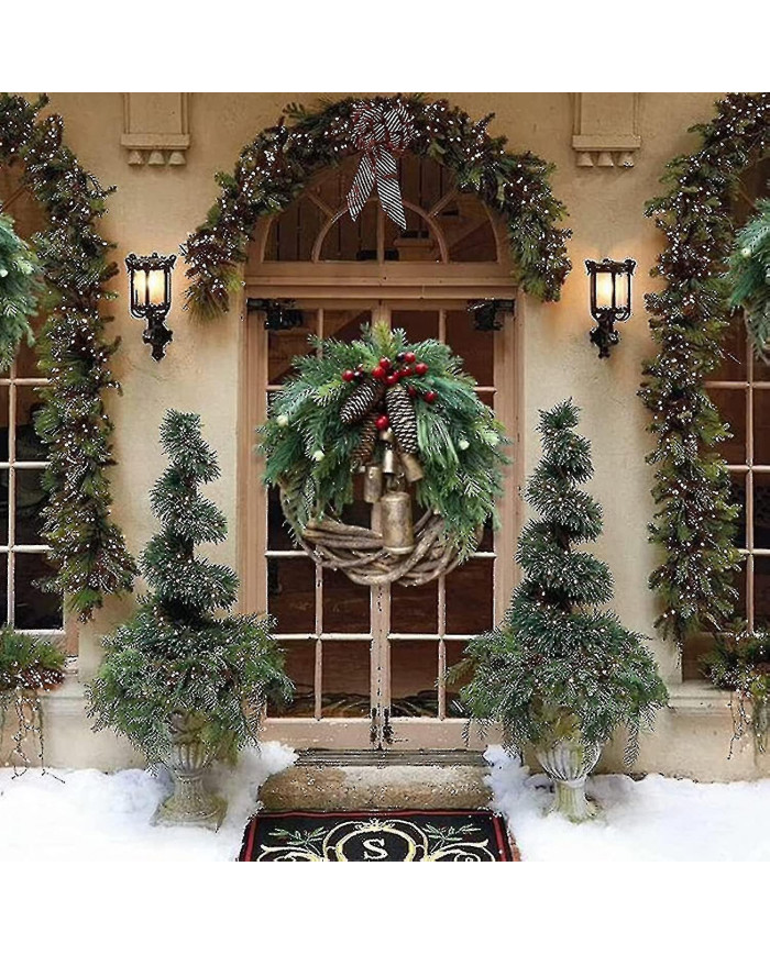 Couronnes de Noël de ferme pour porte d’entrée, couronnes de rotin de 14 pouces pour la décoration de Noël, 2021 [...]