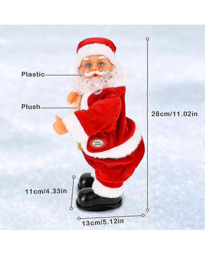 2024 Nouveau Père Noël électrique swing hip, Père Noël musical jouet alimenté par batterie Père Noël chantant et dansant