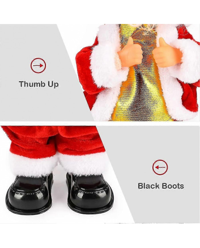 2024 Nouveau Père Noël électrique swing hip, Père Noël musical jouet alimenté par batterie Père Noël chantant et dansant