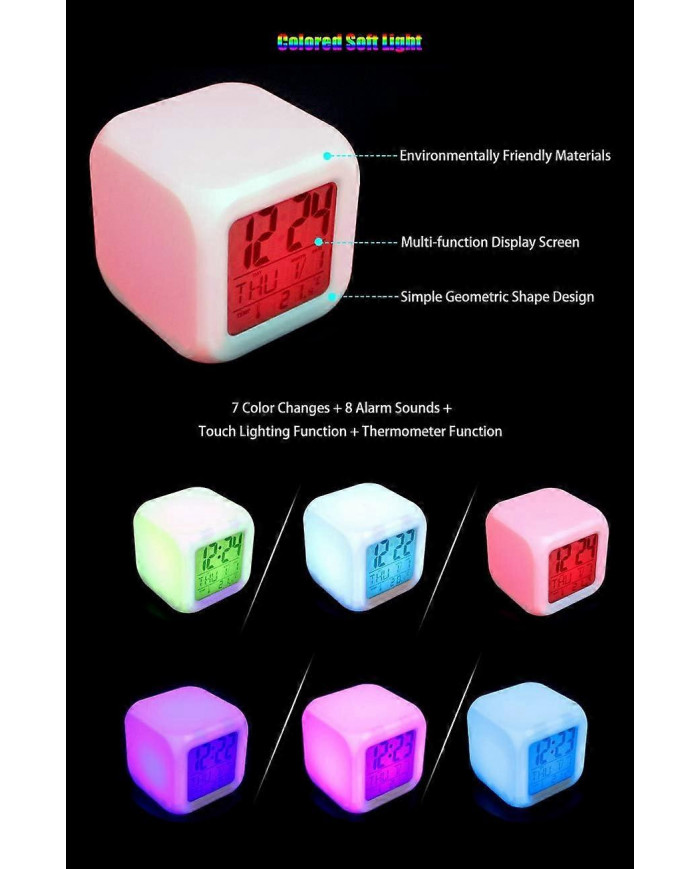 Club de sport Football LED Réveil Horloge numérique lumineuse 7 couleurs Montre Mini enfants Réveil de chevet