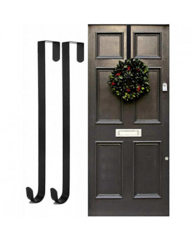 Crochet de porte de cintre de couronne pour porte de Noël, 2pcs Support de couronne en métal, Crochet de couronne [...]