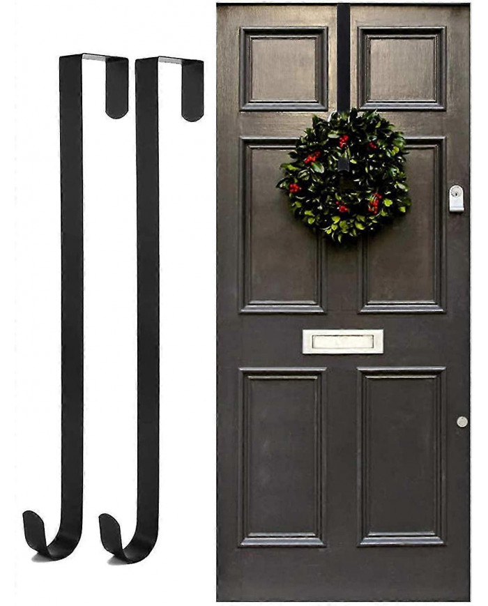 Crochet de porte de cintre de couronne pour porte de Noël, 2pcs Support de couronne en métal, Crochet de couronne [...]