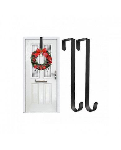 Crochet de porte de cintre de couronne pour porte de Noël, 2pcs Support de couronne en métal, Crochet de couronne [...]