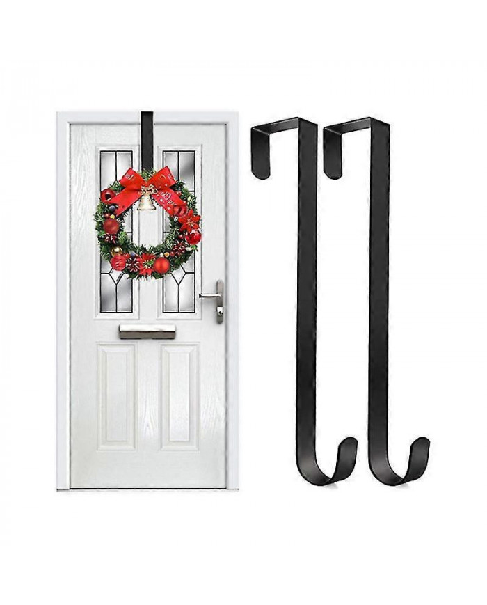 Crochet de porte de cintre de couronne pour porte de Noël, 2pcs Support de couronne en métal, Crochet de couronne [...]