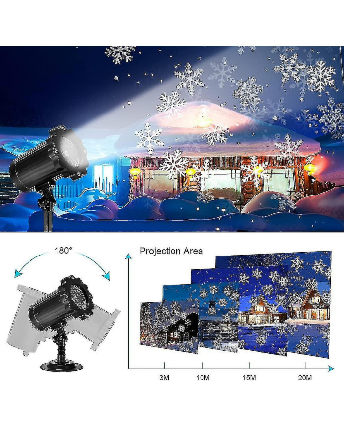 Projecteur LED Lampe de Noël Lumière de chute de neige avec télécommande Ip65 Imperméable à l’eau Extérieur et [...]