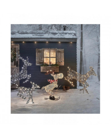 New Arrived Outdoor Christmas Figure Led Skiing Moose Garden Decoration Plug In Timer Hot