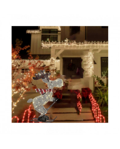 New Arrived Outdoor Christmas Figure Led Skiing Moose Garden Decoration Plug In Timer Hot
