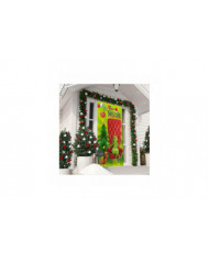 Décorations de couvercle de porte de Noël, Décorations de Noël Grinch Le couvercle de porte Grinch Fond vert Drôle [...]