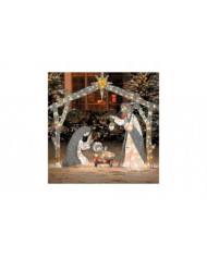 Crèche extérieure éclairée, décoration de la cour de la Sainte Famille de Noël, ensembles de crèche pour Noël en [...]