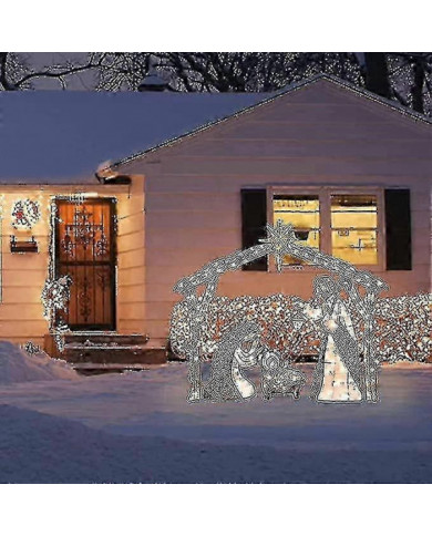 Crèche extérieure éclairée, décoration de la cour de la Sainte Famille de Noël, ensembles de crèche pour Noël en [...]