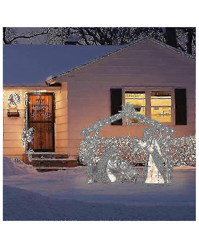 Crèche extérieure éclairée, décoration de la cour de la Sainte Famille de Noël, ensembles de crèche pour Noël en [...]