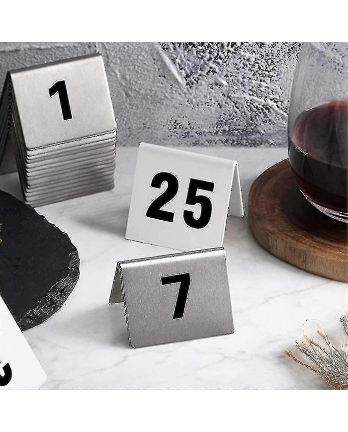 25 Pcs En Acier Inoxydable Table Numéros Base Stable Multipurpose Numéro Signe Pour Restaurant Hôtel Café Guanguan