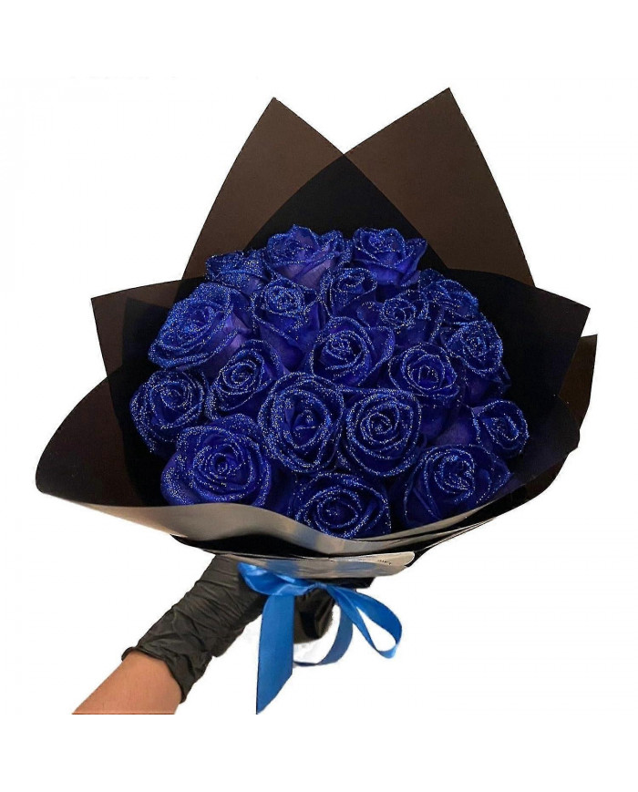 Paillettes Rose Bouquet bleu artificiel Rose fleurs Bouquet immortelle brillant faux Roses Bouquet amour cadeaux [...]