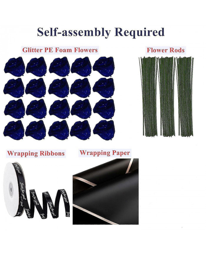 Paillettes Rose Bouquet bleu artificiel Rose fleurs Bouquet immortelle brillant faux Roses Bouquet amour cadeaux [...]