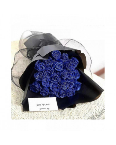 Paillettes Rose Bouquet bleu artificiel Rose fleurs Bouquet immortelle brillant faux Roses Bouquet amour cadeaux [...]