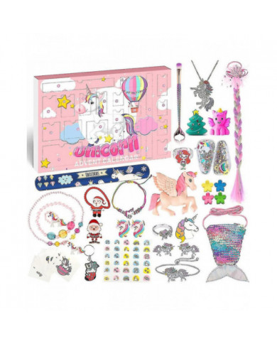 Calendrier de l’Avent Licorne Pour Fille 2024 Noël, 24 Jours Cadeaux Nouveauté, Accessoires Licorne, Pièce Pu