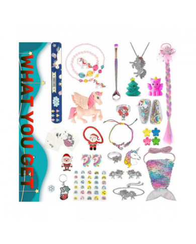 Calendrier de l’Avent Licorne Pour Fille 2024 Noël, 24 Jours Cadeaux Nouveauté, Accessoires Licorne, Pièce Pu