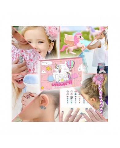 Calendrier de l’Avent Licorne Pour Fille 2024 Noël, 24 Jours Cadeaux Nouveauté, Accessoires Licorne, Pièce Pu