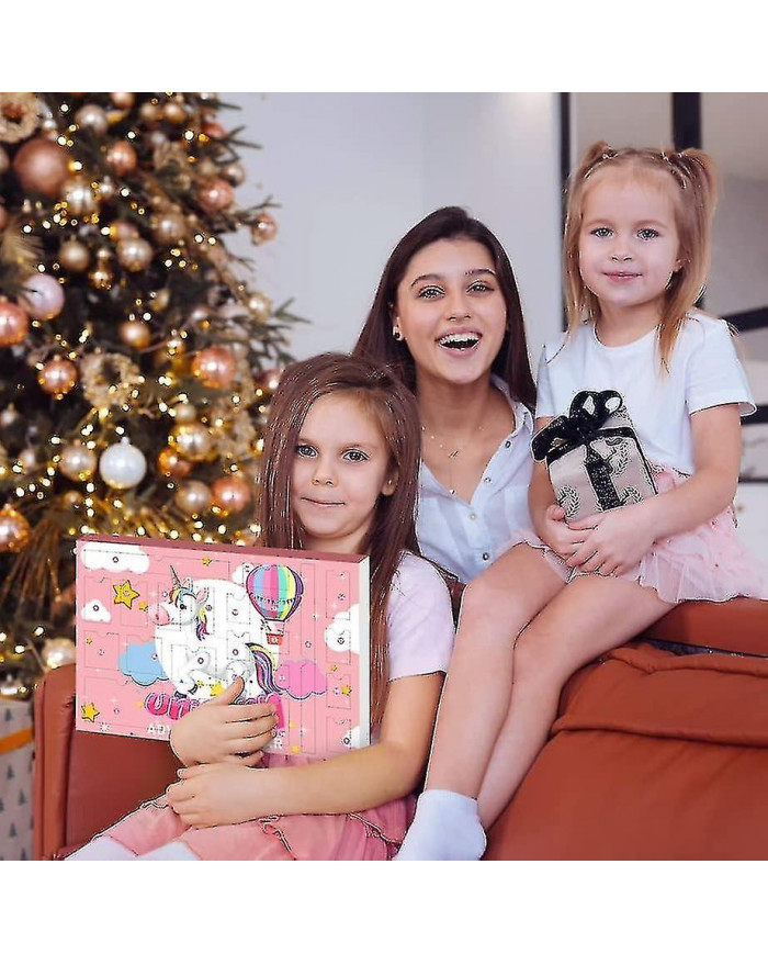 Calendrier de l’Avent Licorne Pour Fille 2024 Noël, 24 Jours Cadeaux Nouveauté, Accessoires Licorne, Pièce Pu