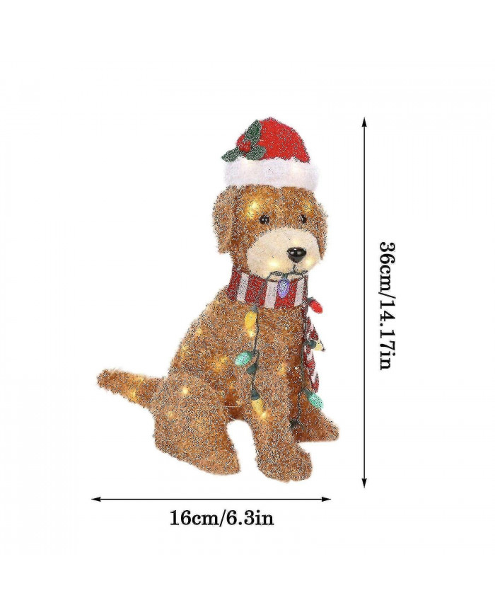 Holiday Living Christmas Led Light Up Fluffy Doodle Dogs Decor Gift