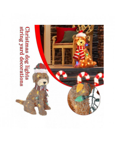 Holiday Living Christmas Led Light Up Fluffy Doodle Dogs Decor Gift