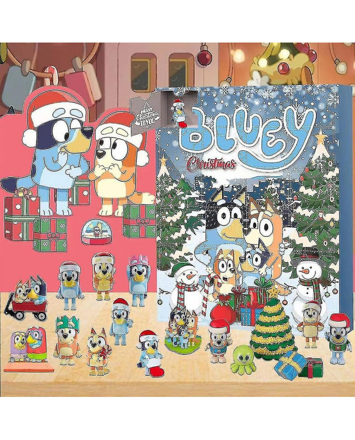 Calendrier de l’Avent Bluey de Noël 2023, calendriers de compte à rebours de Noël 24 jours, 24pcs Mignon dessin [...]