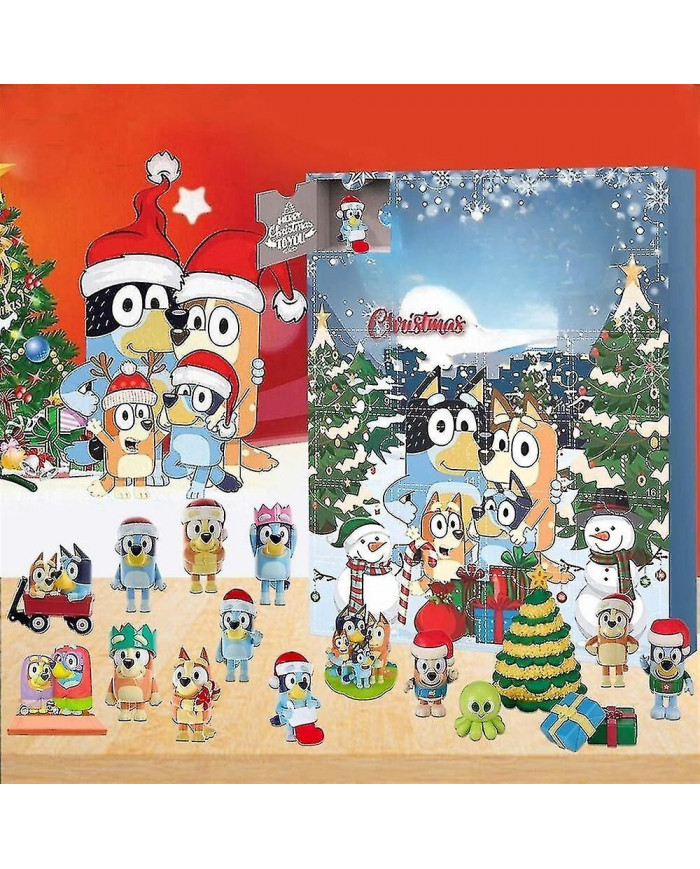 Calendrier de l’Avent Bluey de Noël 2023, calendriers de compte à rebours de Noël 24 jours, 24pcs Mignon dessin [...]