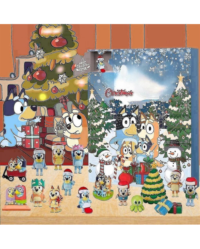 Calendrier de l’Avent Bluey de Noël 2023, calendriers de compte à rebours de Noël 24 jours, 24pcs Mignon dessin [...]