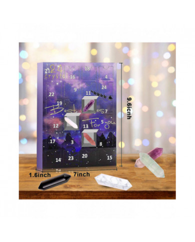 Advent Calendar 2023-24 Days Crystal And Healing Stone Kit With Crystal Necklace And Bracelet Holder