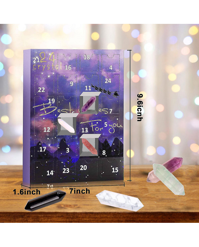 Advent Calendar 2023-24 Days Crystal And Healing Stone Kit With Crystal Necklace And Bracelet Holder