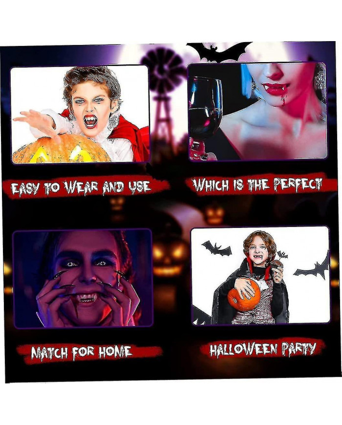 4 pièces Rétractable Vampire Fangs Kit Dents télescopiques Crocs Accolades Fausses prothèses dentaires [...]