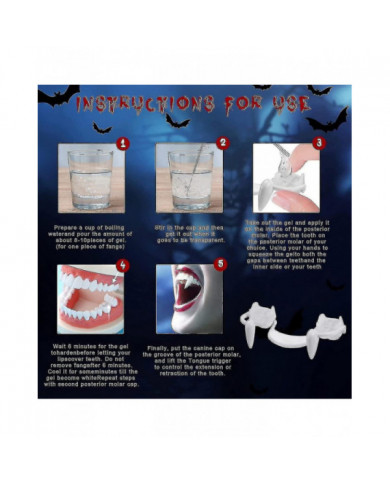 4 pièces Rétractable Vampire Fangs Kit Dents télescopiques Crocs Accolades Fausses prothèses dentaires [...]