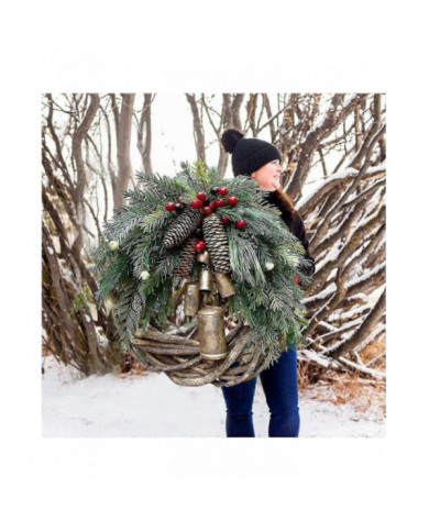 Couronnes de Noël de ferme pour porte d’entrée, couronnes de rotin de 14 pouces pour décorer Noël, 2021 Cloches [...]