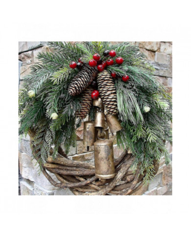 Couronnes de Noël de ferme pour porte d’entrée, couronnes de rotin de 14 pouces pour décorer Noël, 2021 Cloches [...]